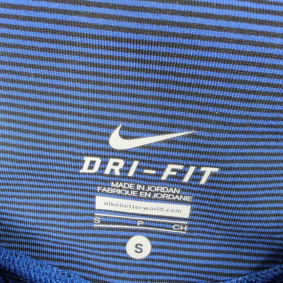 Womens Nike Dri-Fit Blue Striped Legend 2.0 Foldover Waistband Capri Leggings S - Picture 2 of 10